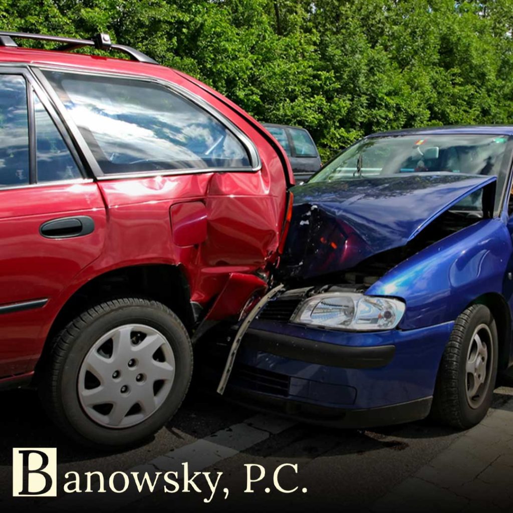 car accident blue and red car